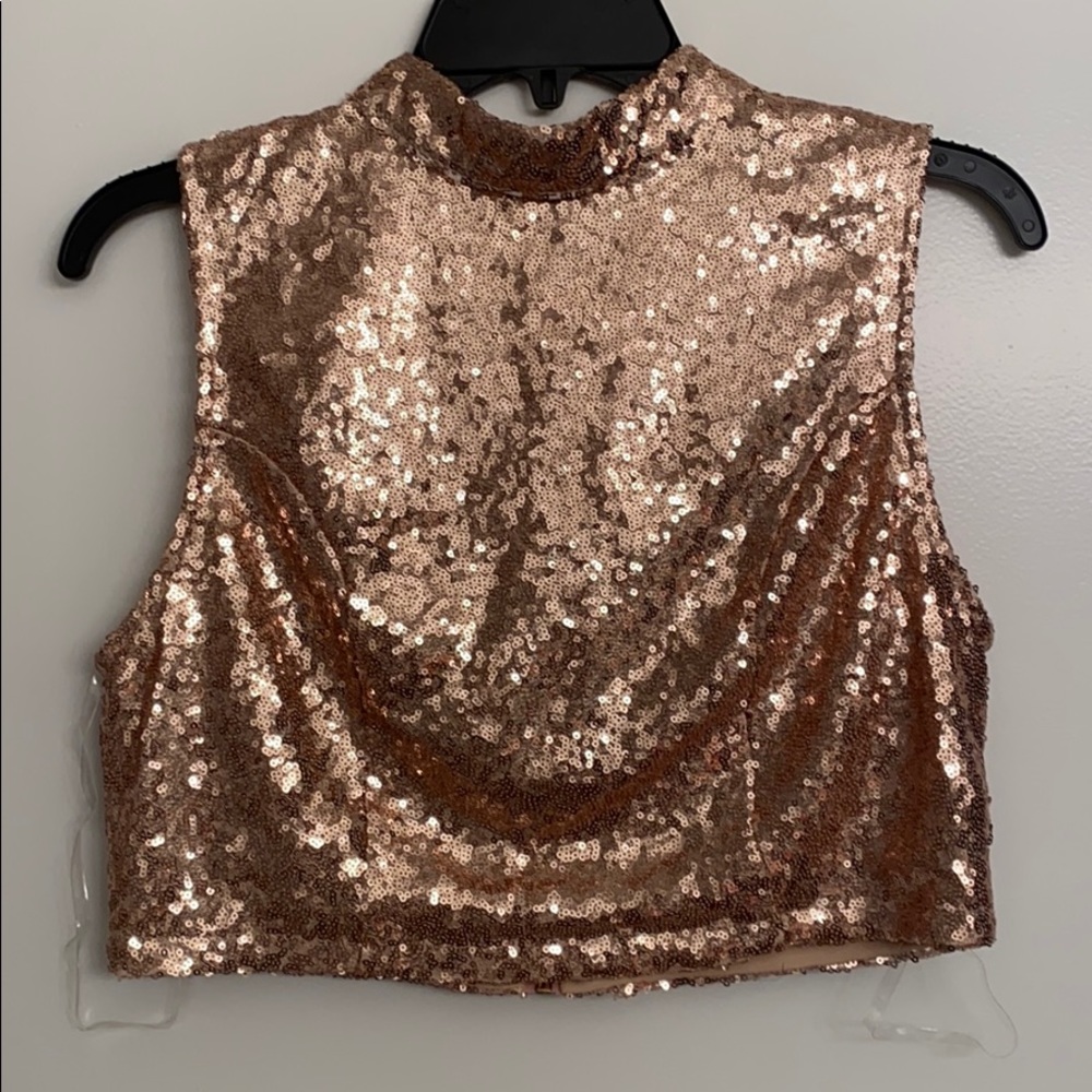 Rose Sequin Crop Top